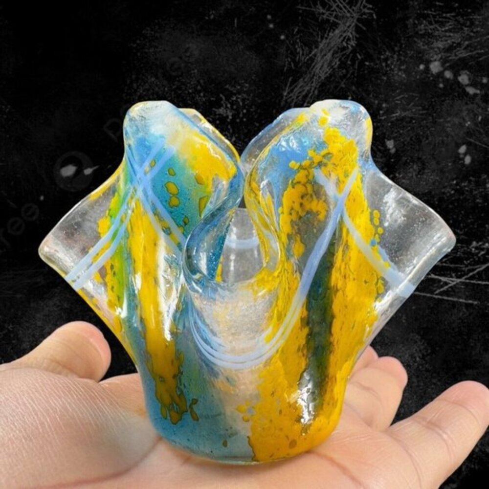 2011 Studio‎ Art Glass Votive Candle Holder Trinket Dish Hand Made Glass Signed